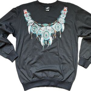 💕 Vintage💕 Diamond Dust Black Crew Neck Sweatshirt Sparkly Graphic Design